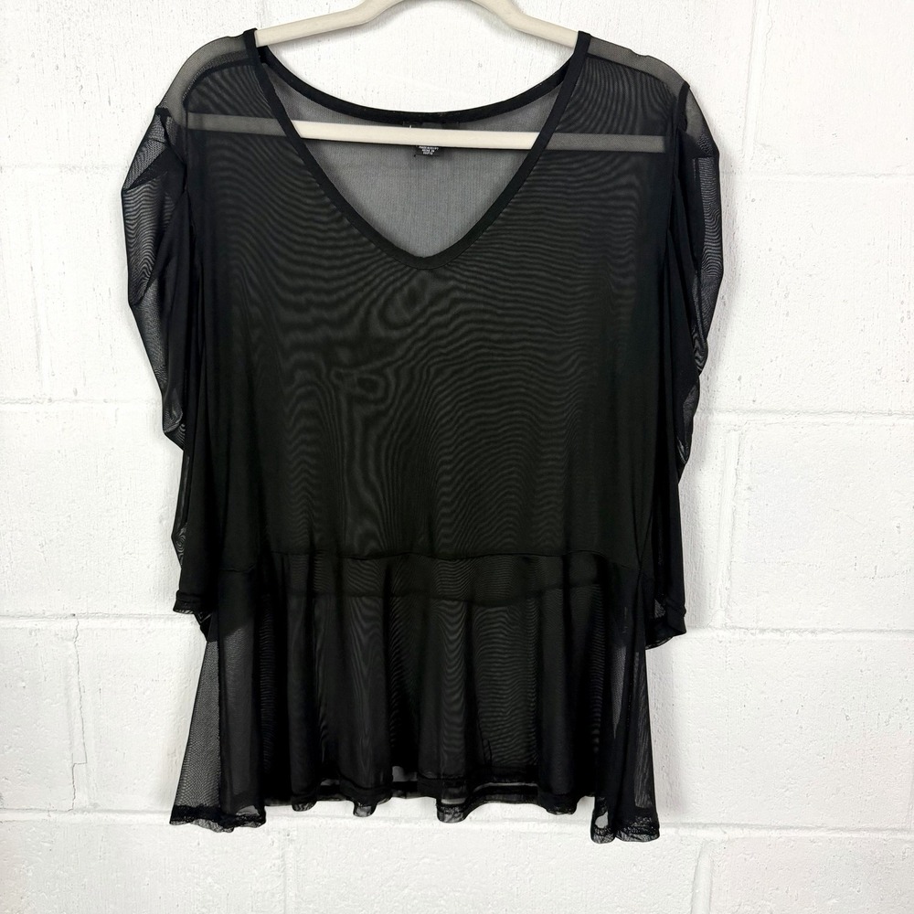 Love V-Neck Sheer Top Puff Sleeves Peplum Layers Ethereal Whimsigoth Fairy 3X